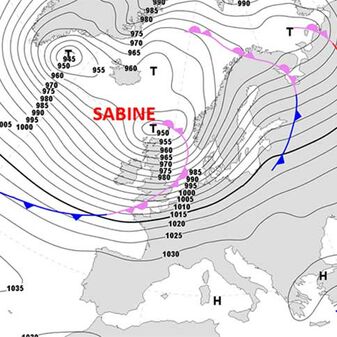 Isobarenkarte von Sabine (DWD)