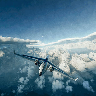 Flugzeug in den Wolken
