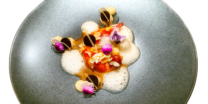 Roter Gamberoni | Blumenkohl | Kombu | Yuzu